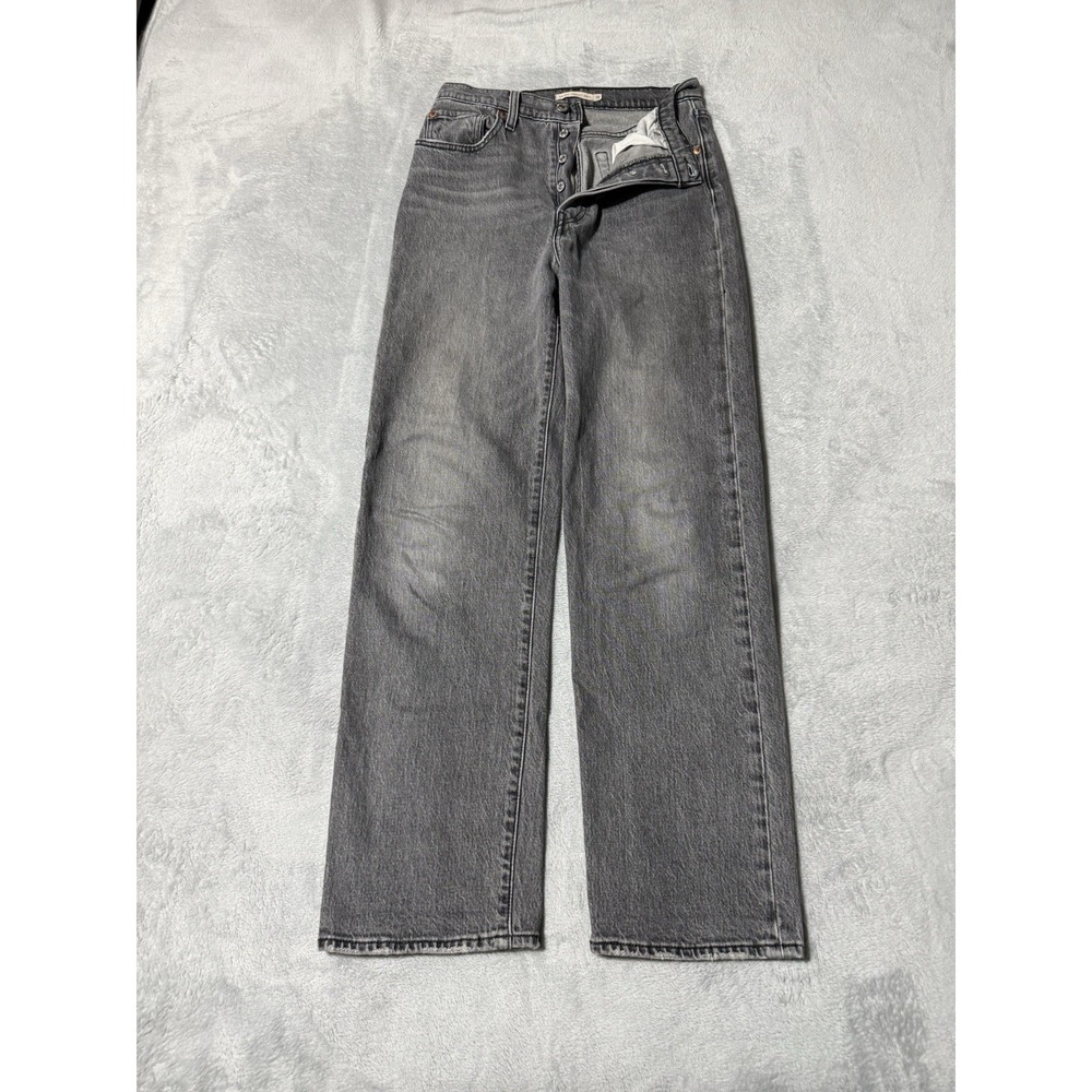 Levis Jeans Womens 26 Gray Ribcage Straight Ankle Button Fly Denim 25x29
